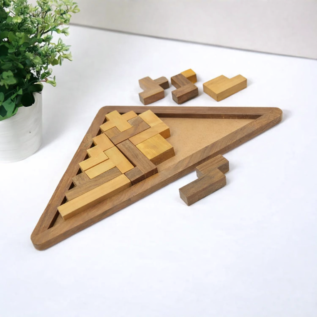 Wooden Triangle Block Puzzle Brain Teaser