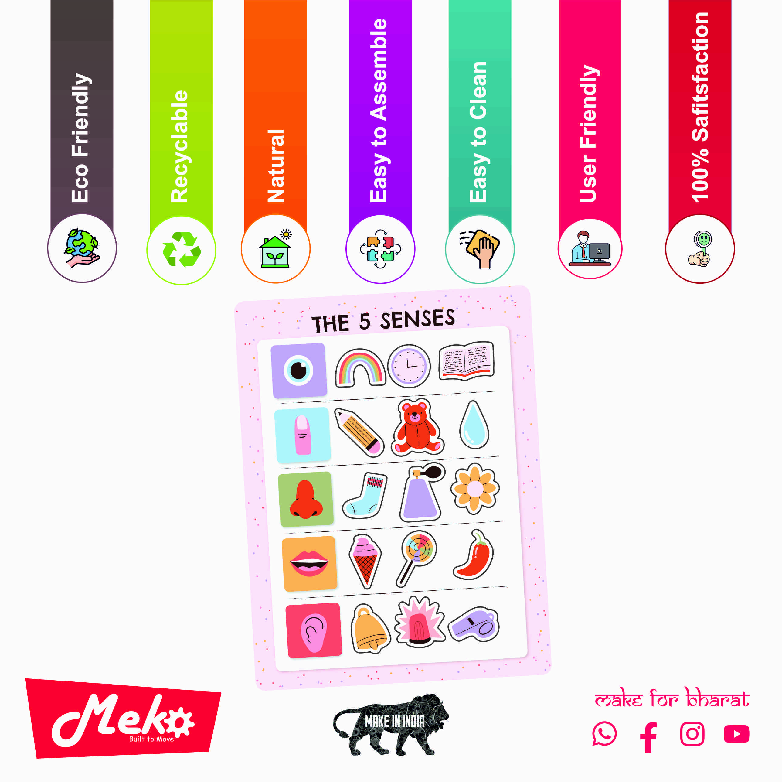 5 Senses Wooden Learning Puzzle for Kids