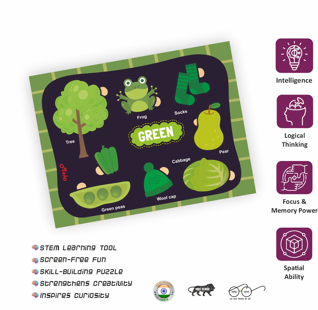 Meko Green Color Recognition Wooden Puzzle Board