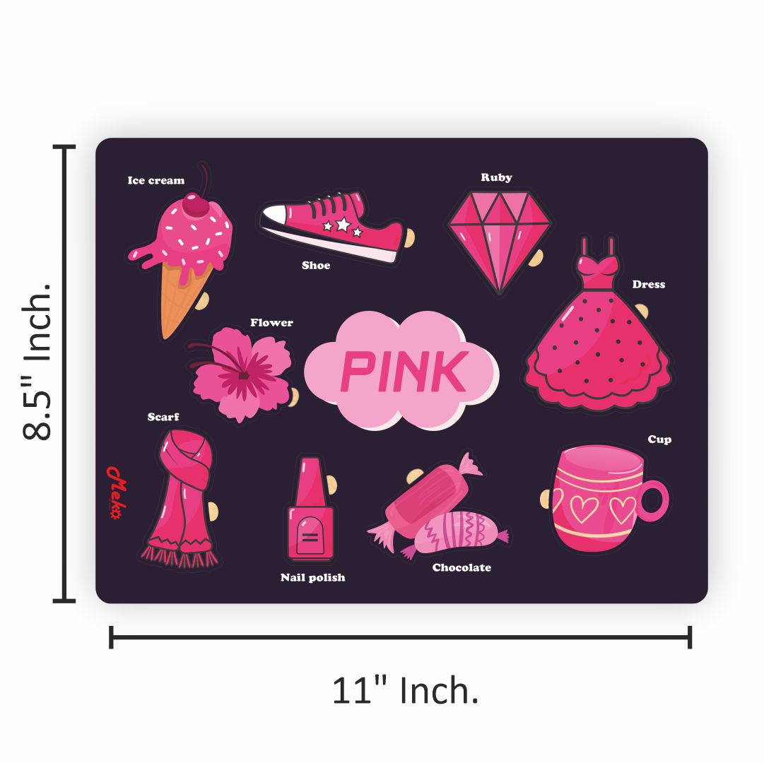 Meko Pink Color Recognition Wooden Puzzle Board