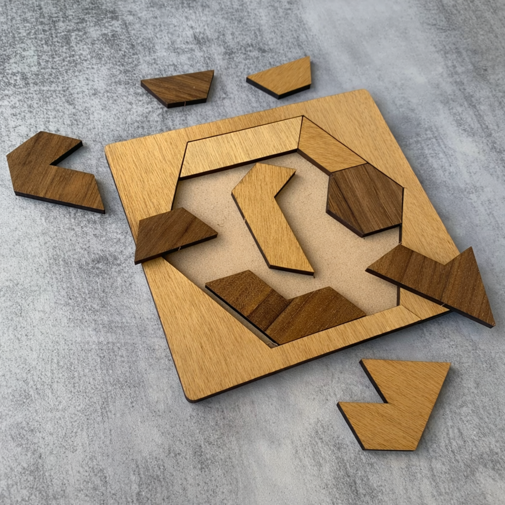 Wooden Geometric Shape Puzzle Brain Teaser