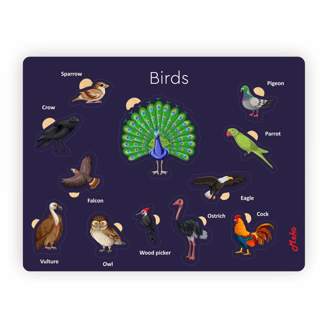 Meko Birds Wooden Learning Puzzle Board