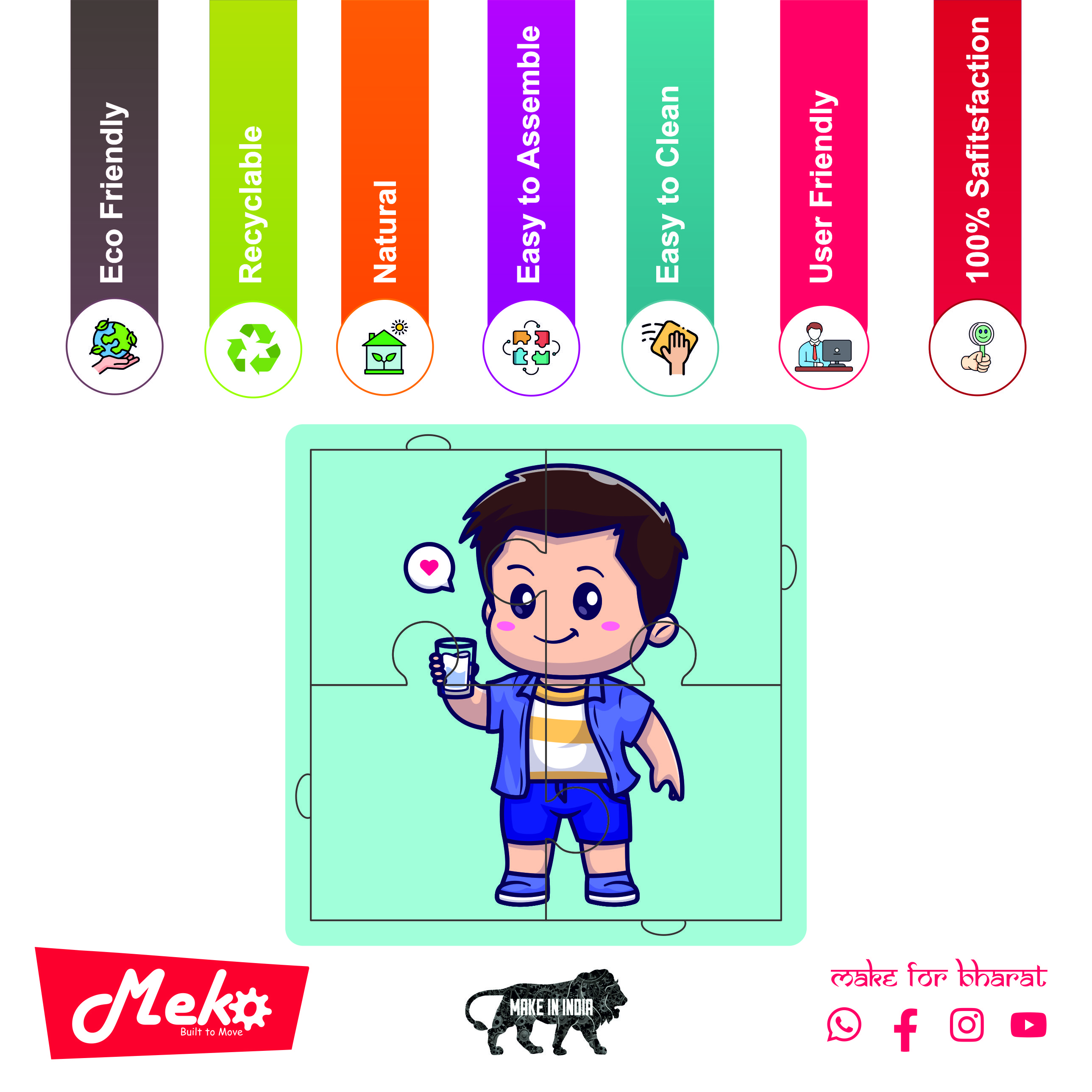 Cute Boy Wooden Puzzle for Kids