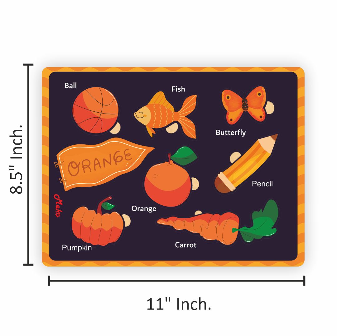 Meko Orange Color Recognition Wooden Puzzle Board