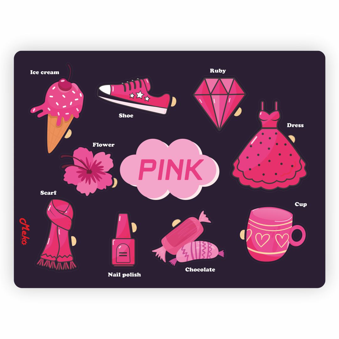 Meko Pink Color Recognition Wooden Puzzle Board