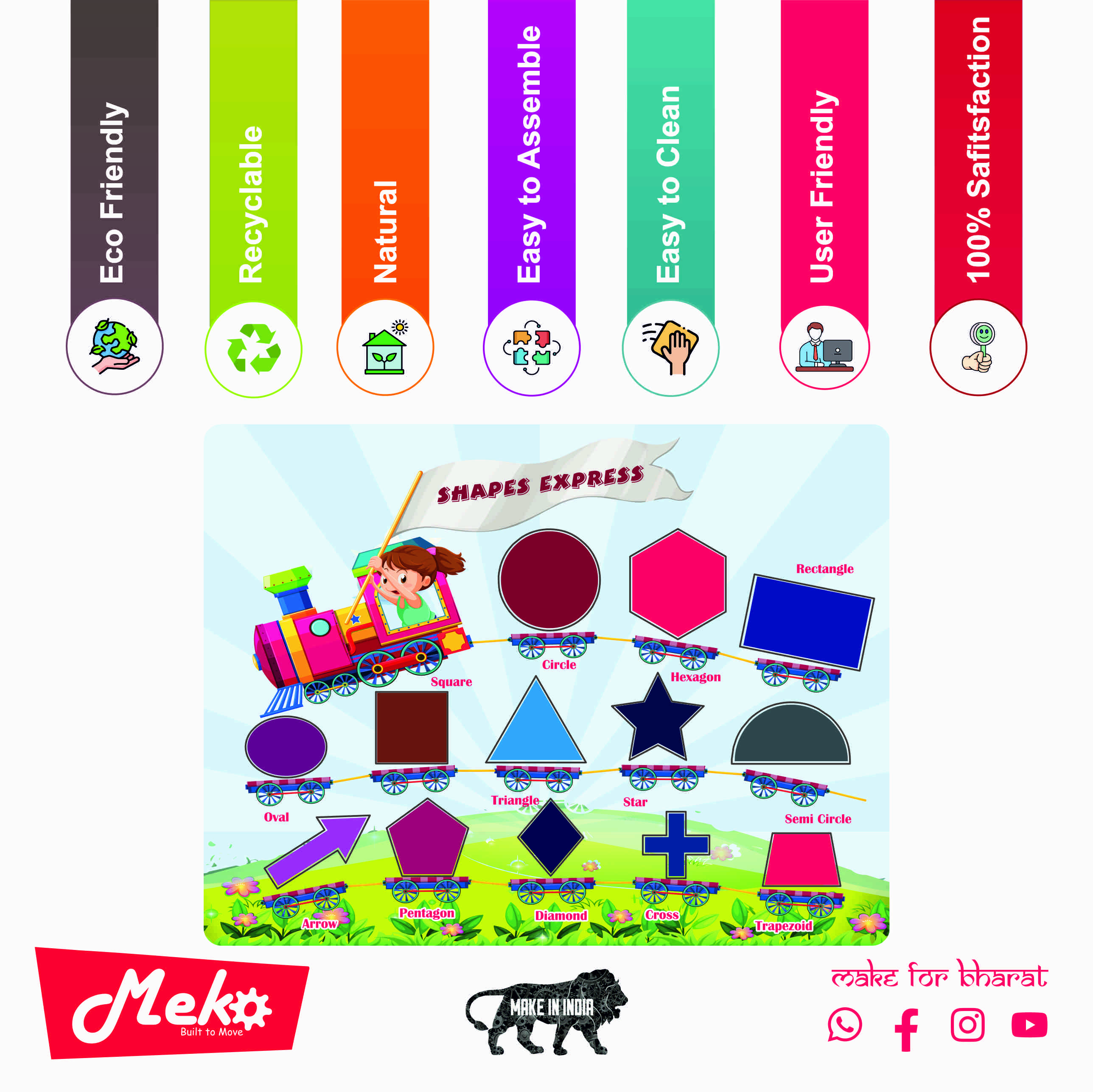 Shapes Learning Wooden Puzzle Board for Kids